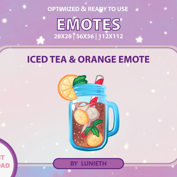 Orange Iced Tea Jar Emote  | Cute Twitch Emote Design | Twitch Discord Youtube | Channel Points