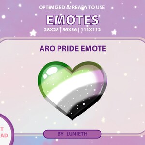Aromantic Pride Flag Glossy Heart Love Emote  | Cute Twitch Emote Design | Twitch Discord Youtube | Channel Points