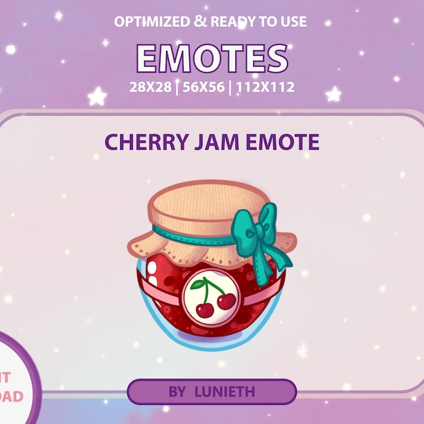 Cherry Jam Eten Emote | Schattige Twitch Emote Design | Twitch Discord Youtube | Kanaalpunten