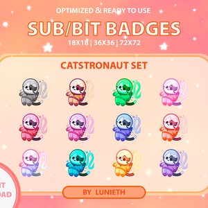 Insignias secundarias de astronauta / Insignias de bits / Insignias de Twitch / Insignias secundarias lindas / Gestos de Twitch / Kawaii / Brujería / Pastel