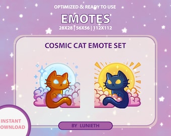 Cosmic Cat Emote Set | Cute Twitch Emote Design | Twitch Discord Youtube | Channel Points