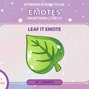 Groene blad-emote AC | Schattig Twitch Emote-ontwerp | Twitch Discord-youtube | Kanaalpunten