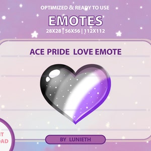 Ace Pride Flag Glossy Heart Love Emote  | Cute Twitch Emote Design | Twitch Discord Youtube | Channel Points