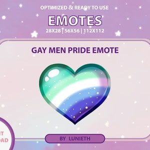 Gay Men Pride Flag Glossy Heart Love Emote  | Cute Twitch Emote Design | Twitch Discord Youtube | Channel Points