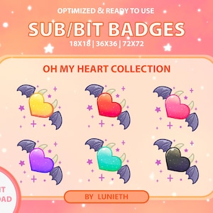 Evil Heart Sub Badges | Bit Badges | Twitch Badges | Cute Sub Badges | Twitch Emotes | Kawaii | Witchy | Pastel