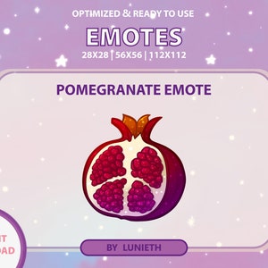 Emote melograno, simpatico design di emote Twitch, Twitch Discord Youtube, punti canale