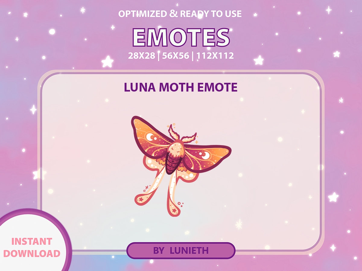 Moth Emotes Sunset Luna Moth Emote | Cute Twitch Emote Design | Twitch Discord ...