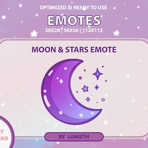 Purple Moon Stars Emote | Cute Twitch Emote Design | Twitch Discord Youtube | Channel Points