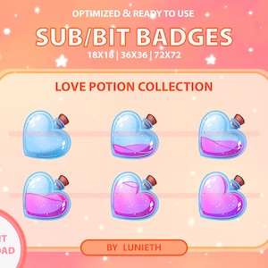 Heart Potion Badges | Bit Badges | Twitch Badges | Sub Badges
