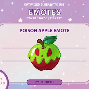 Green PoisonGlossy Red Apple Fruit Emote  | Cute Twitch Emote Design | Twitch Discord Youtube | Channel Points