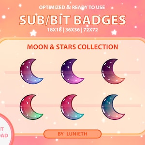 Dark Moon Sub Badges | Bit Badges | Twitch Badges | Cute Sub Badges | Twitch Emotes | Kawaii | Witchy | Pastel