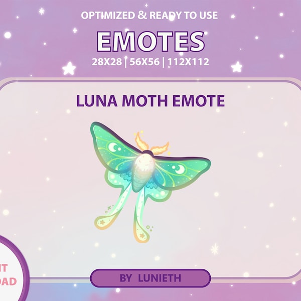 Luna Moth Emote | Cute Twitch Emote Design | Twitch Discord Youtube | Channel Points