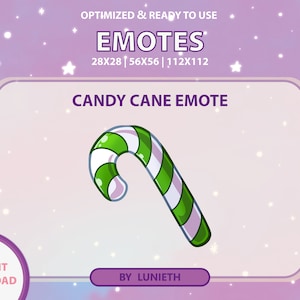 Green Candy Cane Emote | Cute Twitch Emote Design | Twitch Discord Youtube | Channel Points