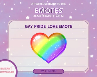 Gay Pride Rainbow Glossy Heart Love Emote  | Cute Twitch Emote Design | Twitch Discord Youtube | Channel Points