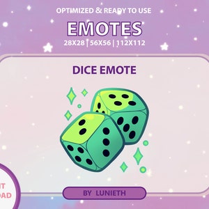 Green Dice Emote | Cute Twitch Emote Design | Twitch Discord Youtube | Channel Points