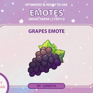 Grape Emote | Cute Twitch Emote Design | Twitch Discord Youtube | Channel Points
