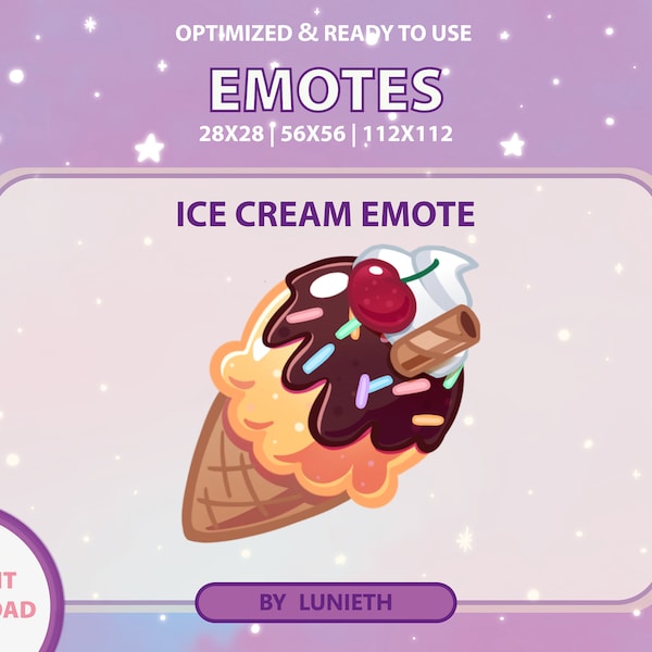 Cream Confetti Emote Vanilla Ice Cream | Cute Twitch Emote Design | Twitch Discord Youtube | Channel Points