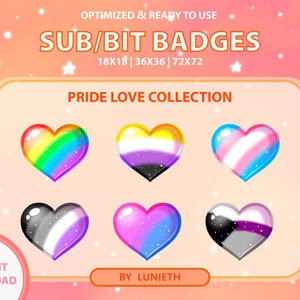 Pride Flag Twitch Sub Badges | Rainbow Pride Cheer Badges | Twitch Badges |  Kawaii
