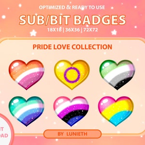 Pride Flag Twitch Sub Badges | Rainbow Pride Cheer Badges | Twitch Badges |  Kawaii