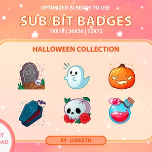 Halloween Sub Badges | Bit Badges | Twitch Badges | Cute Sub Badges | Twitch Emotes | Kawaii | Witchy | Pastel