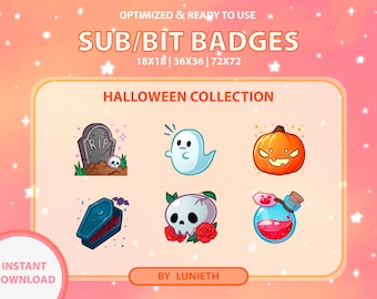 Halloween Sub Badges | Bit Badges | Twitch Badges | Cute Sub Badges | Twitch Emotes | Kawaii | Witchy | Pastel