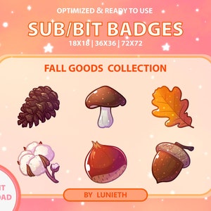 Insignes d'automne | Badges à embouts | Badges Twitch | Badges mignons | Émoticônes Twitch | Kawaii | Sorcière | Pastel