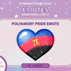 Polyamory Pride Flag Glossy Heart Love Emote  | Cute Twitch Emote Design | Twitch Discord Youtube | Channel Points