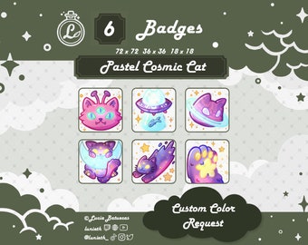 Pastel Cosmic Cat Sub & Bit Badges