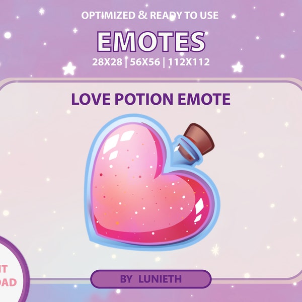 Pink Love Potion Bottle Emote  | Cute Twitch Emote Design | Twitch Discord Youtube | Channel Points