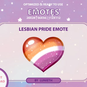 Lesbian Pride Flag Glossy Heart Love Emote  | Cute Twitch Emote Design | Twitch Discord Youtube | Channel Points