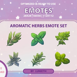Duftende Kräuter Emote Set | Süßes Twitch Emote Design | Twitch Discord Youtube | Kanalpunkte