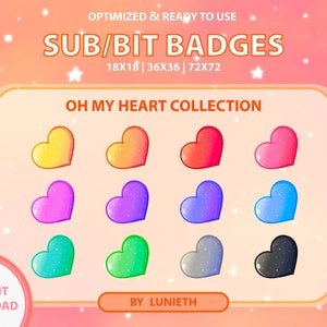 Heart Sub Badges | Bit Badges | Twitch Badges | Crystal Gem |