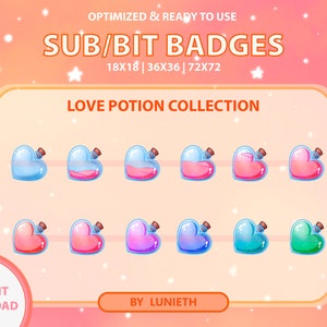 Heart Potion Badges | Bit Badges | Twitch Badges | Sub Badges