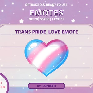 Trans Pride Flag Glossy Heart Love Emote  | Cute Twitch Emote Design | Twitch Discord Youtube | Channel Points