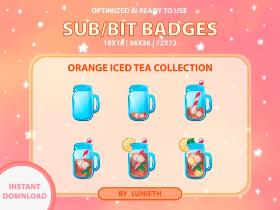 Iced Tea Sub Badges | Bit Badges | Twitch Badges | Fruit Tea | Orange Tea | Sweet Tea