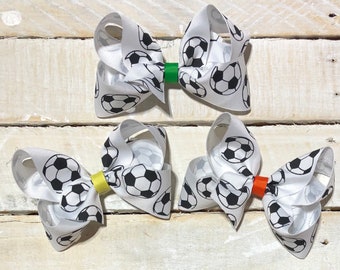 Soccer boutique Hair Bow,football hair clip, goalie Hair Bow, fall sports bow,