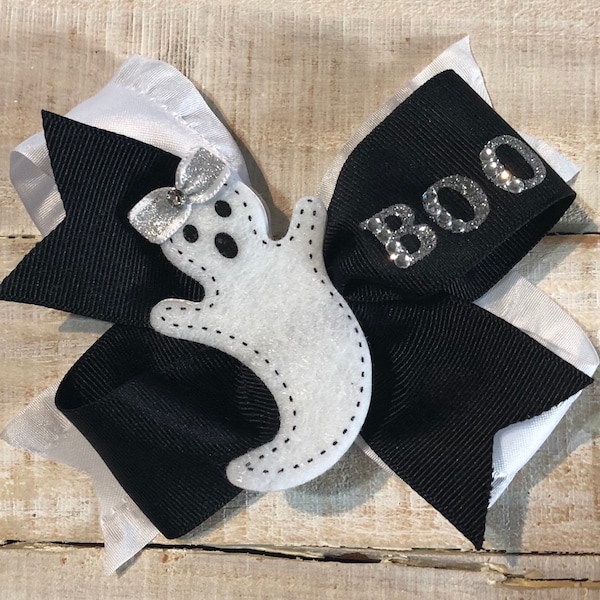 Ghost Hair bow, Halloween Boo Bow, sassy ghost costume dress up hair bow