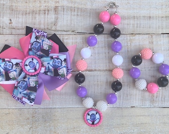 Vampire Hairbow Party,Girls Vampire Necklace set for Birthday