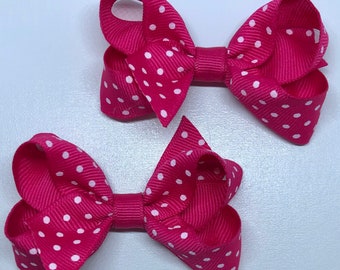 Pigtail hair bows,2 mini boutique bows, Pigtail clips,customized bows in your color