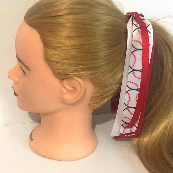 Softball Hair bow pony Streamers. Sport Streamers foot ball Hair bow, soccer ponytail streamer, baseball hair clip