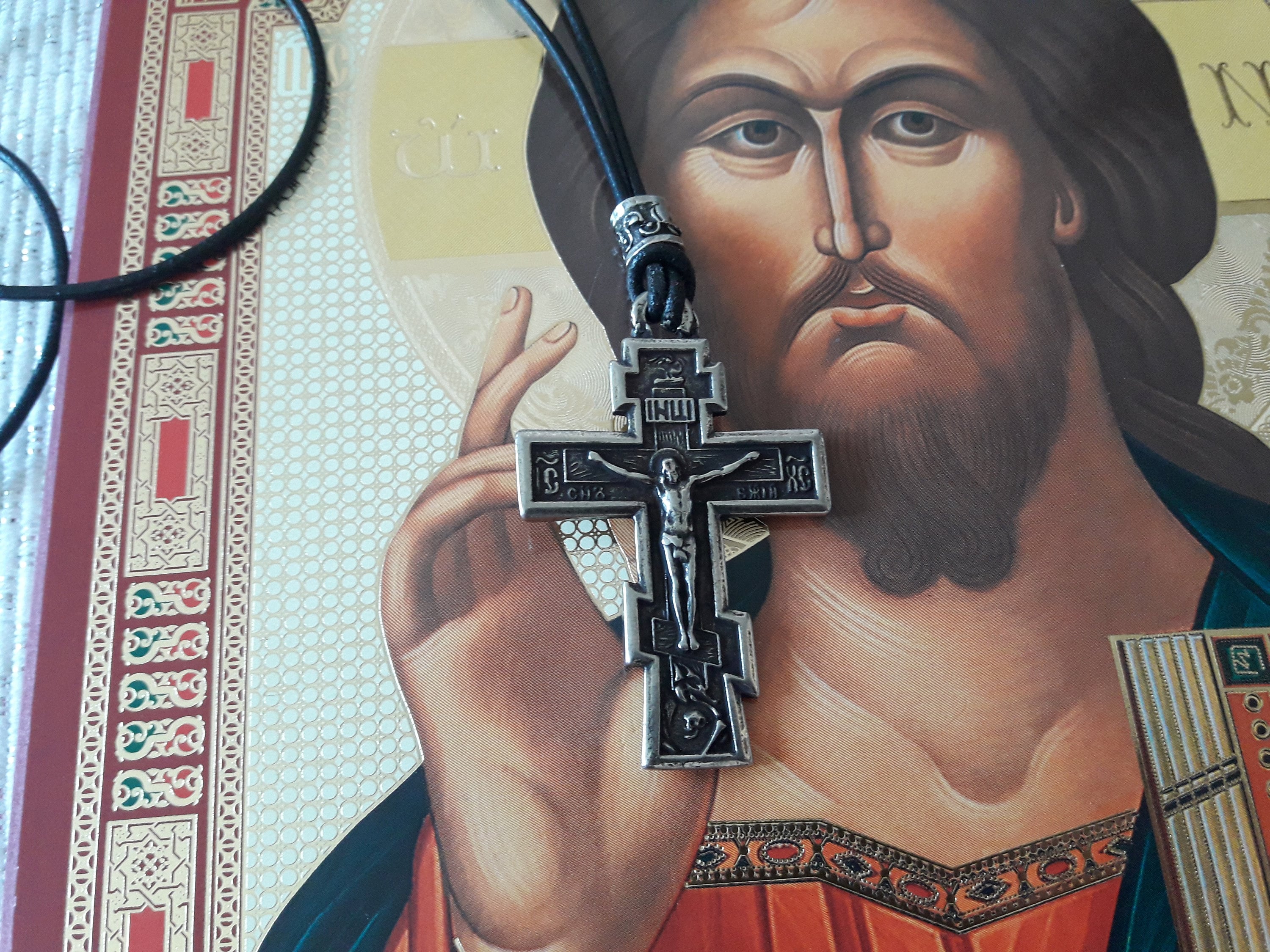 Russian Orthodox Cross Necklaceserbian Crosschristian Cross Etsy