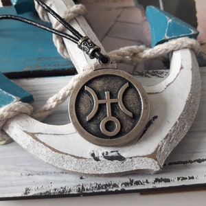 Uranus planetary glyph leather necklace,Uranus symbol jewelry,Astrological Glyph,uranus God of the sky,Horoscope Jewelry,Planet symbol