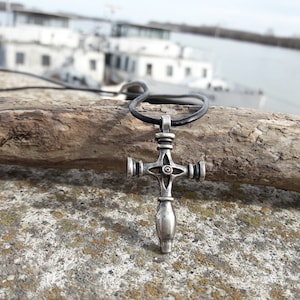 Fenris Icelandic Wolf cross leather necklace,Viking jewelry,Thor&#39;s hammer cross pendant,Pagan,Fenrir wolf,Norse mythology