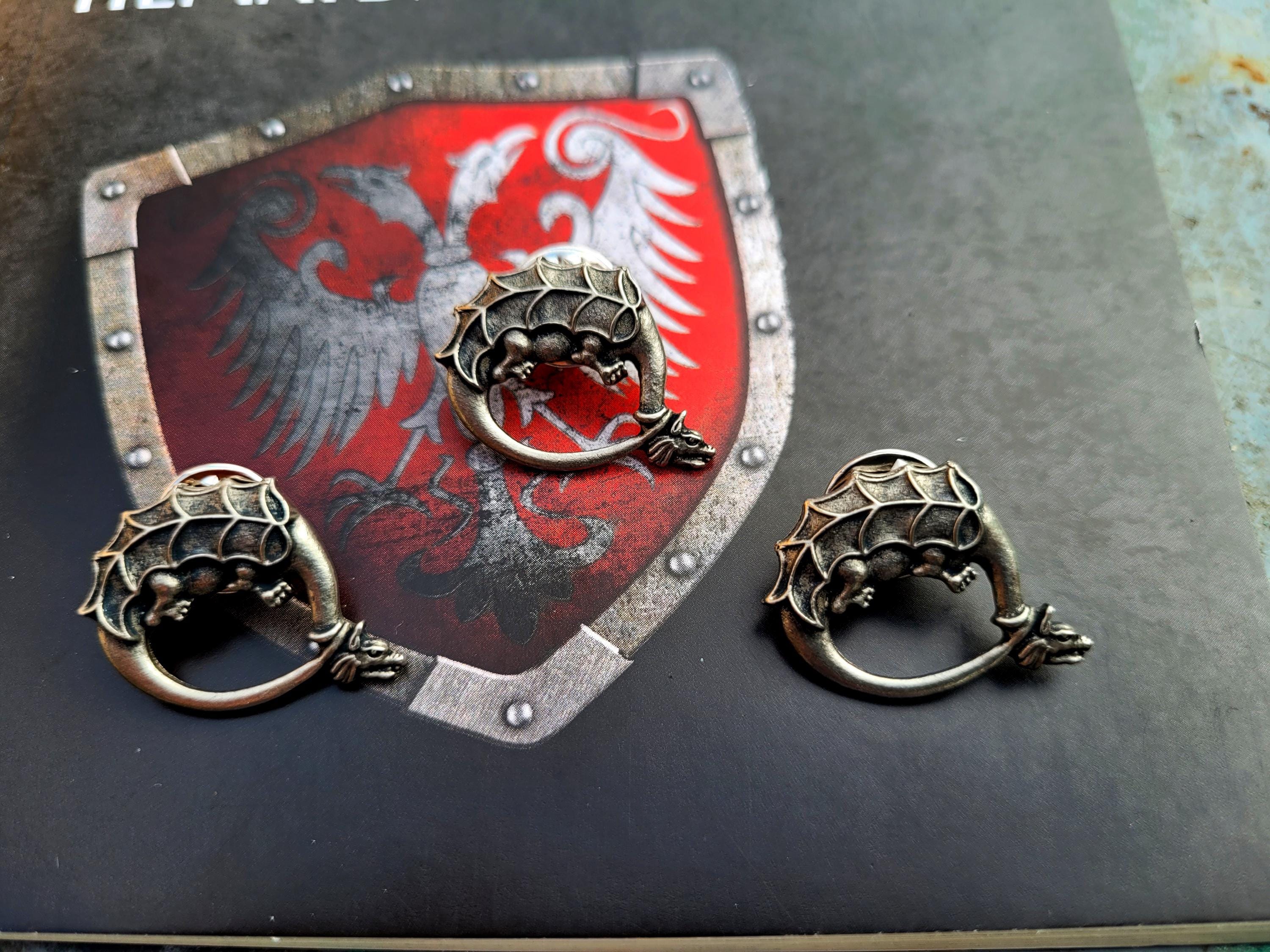 Order of Dragon Despot Stefan Lazarevic pin badge,Saint George dragon badge,Sigismund order of Dragon,Serbian order of Dragon pins broosh