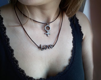 Venus female glyph necklace,planetary symbol,alchemy,astrology sign,Venus Goddess of love,Horoscope jewelry,Friendship gift,Venera symbol,
