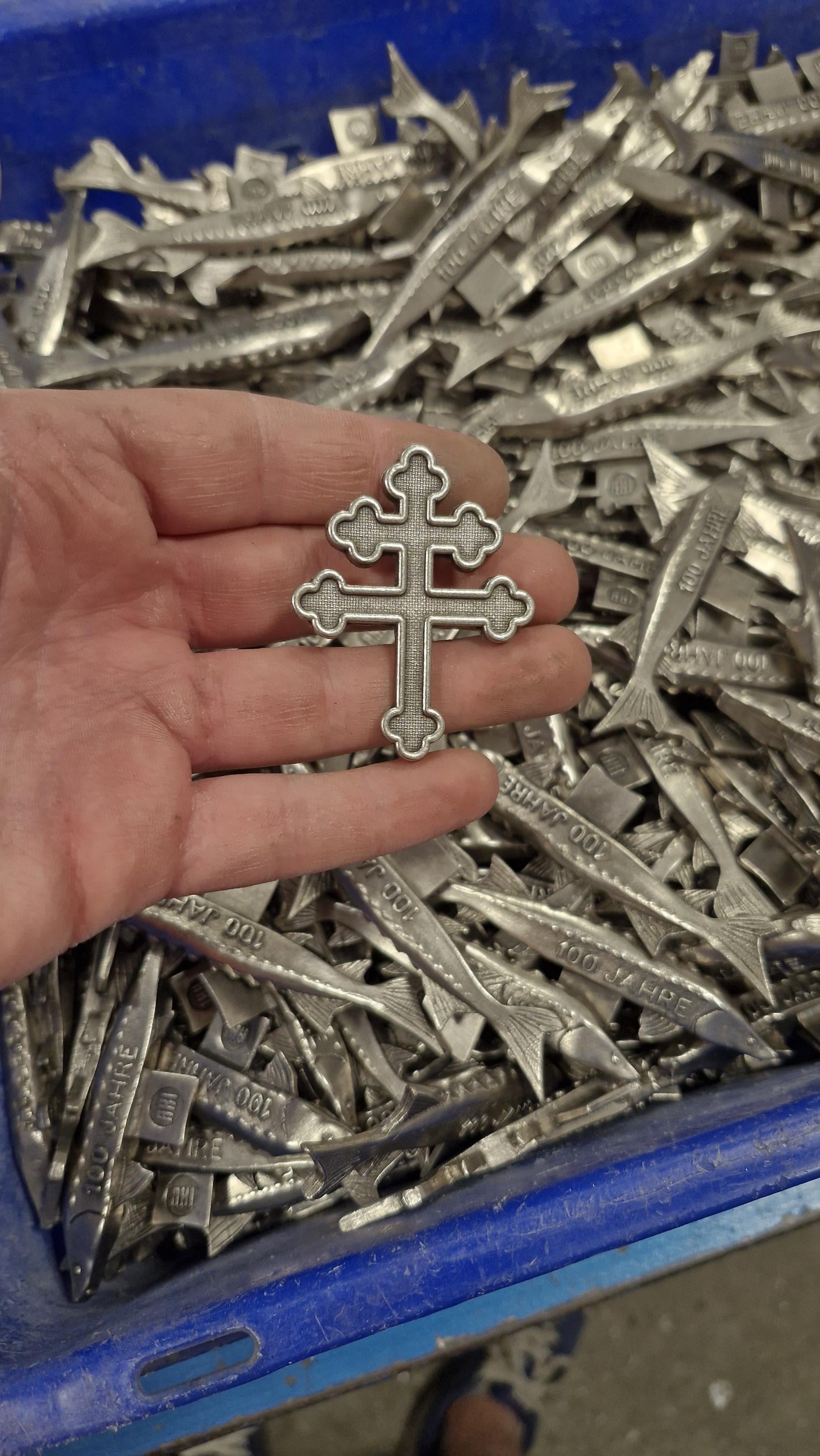 Spilla Vintage In Vetro Di Murano E Croci Greche In Argento 925 Placcato Oro Collana - Foto 4