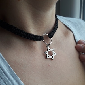 Davidstern Choker Charme Halskette, Israel Jüdische Jejuda Schmuck, Magen David Jüdischer Charme Anhänger, Jüdische Geschenke, Bat Mitzwa Geschenk, religiös