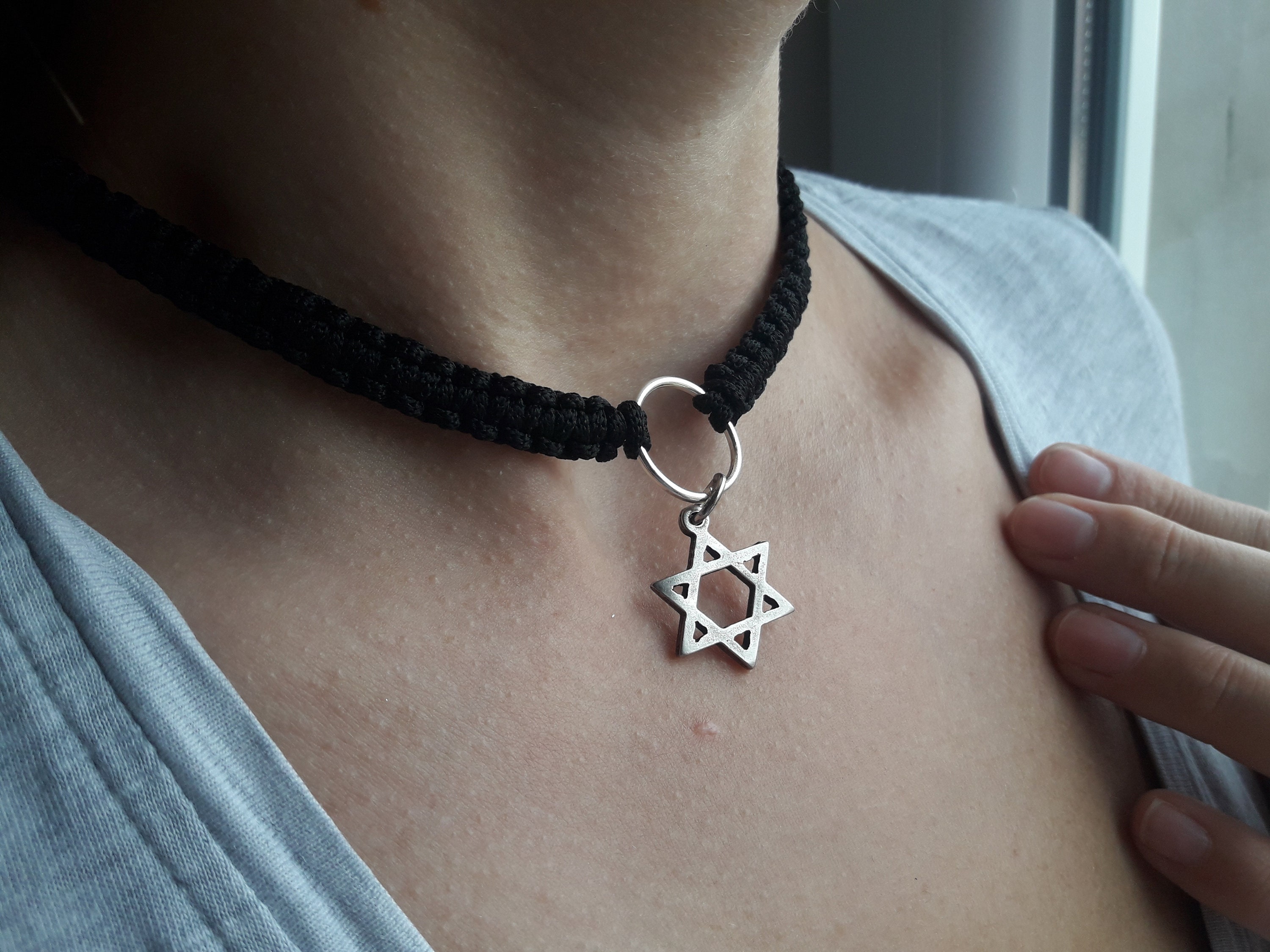 Star of david choker necklace deals