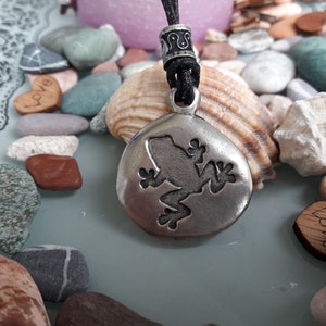 Frog locket leather necklaces with pearl.lucky frog pendant,good luck frog jewelry,spirit animal,frog feng shui symbol,cute lucky jewelry