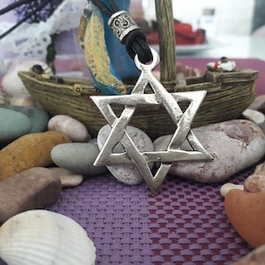 Star of David leather necklace,David star pendants,Star of David in the Abrahamic religions,Jewish Jewelry,Judaism symbol, Hexagram pendants